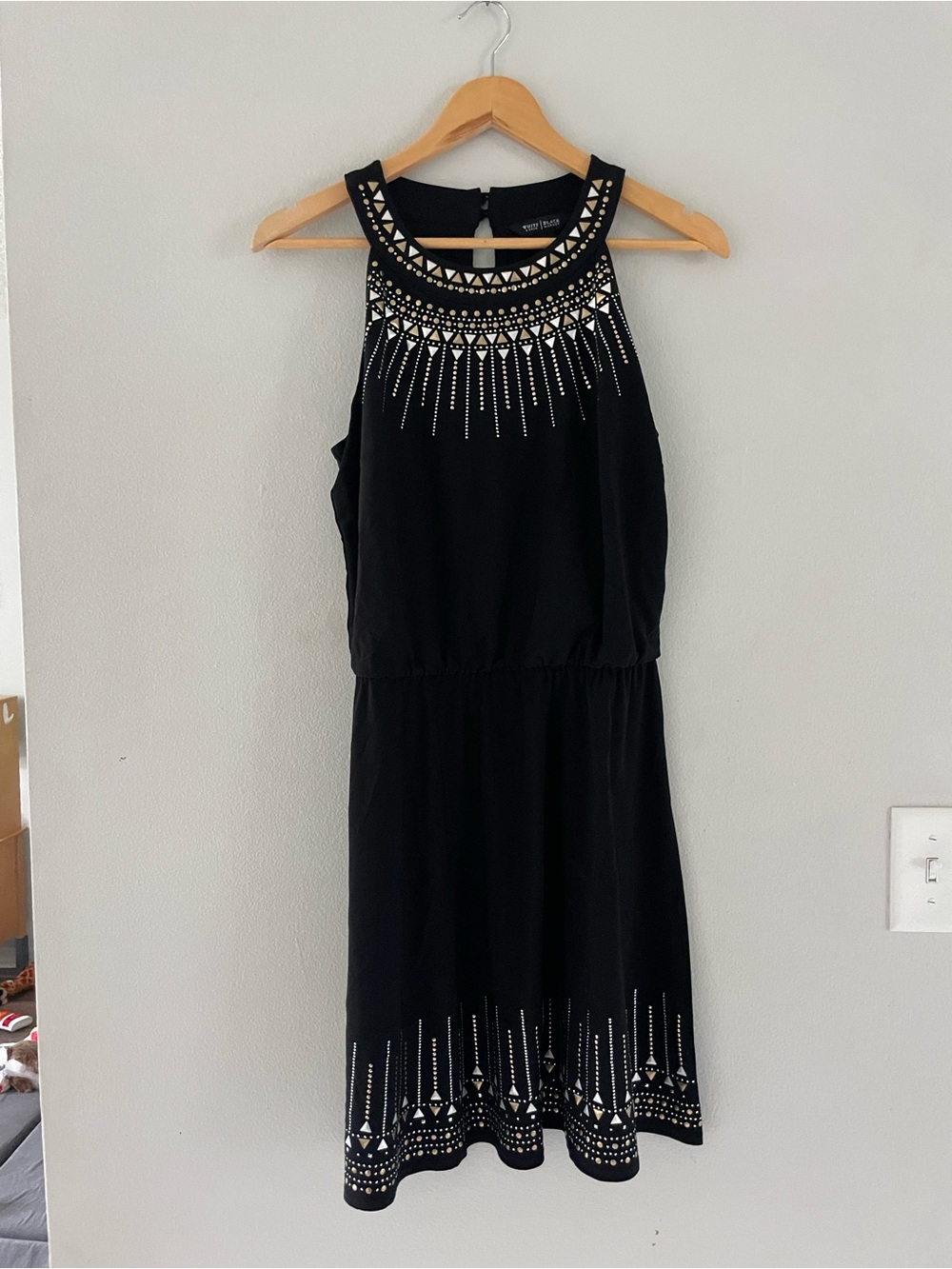 White House Black Market Black Embellished Halter Mini Dress - Picture 1 of 5